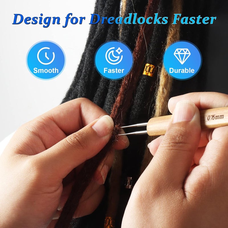 AGBOLO 6PCS Dreadlock Crochet Hooks for Hair, Durable 0.75mm Dreadlock Crochet Needle with Interlocking Tool for Locs, Excellent for Maintaining Real Dread Loc - Image 3